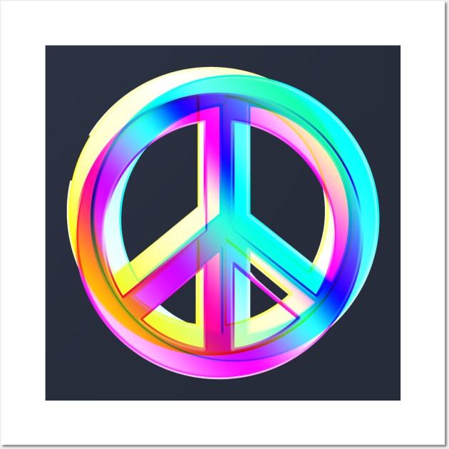 Neon Colored Crossed PEACE signs Wall Art by EDDArt